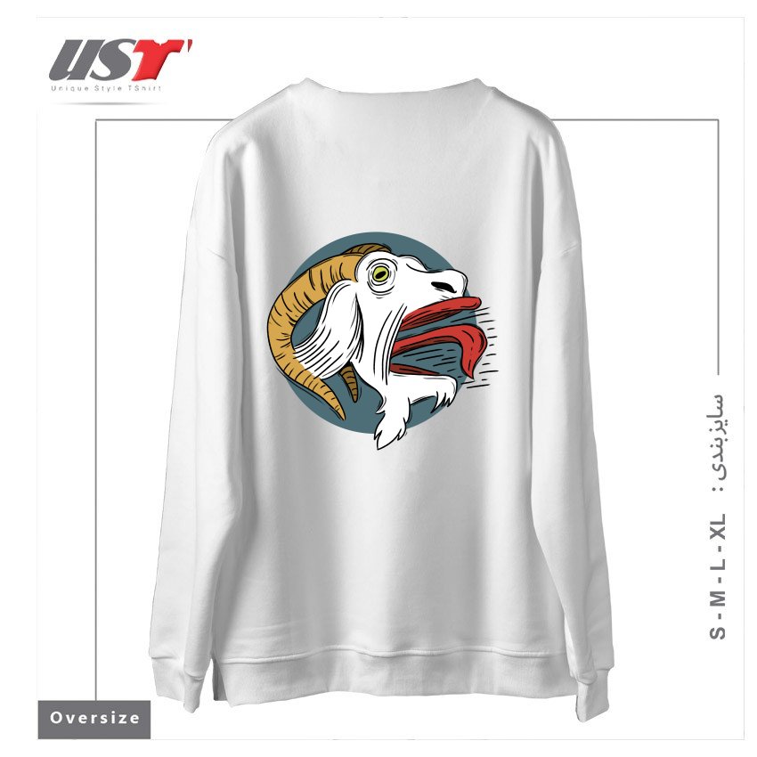 طرح SCREAMING GOAT! سوییشرت اورسایزرنگ سفید