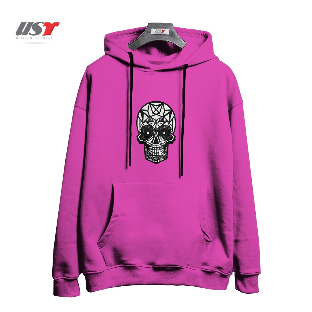 طرح SKULLS AND SKULL هودی اورسایزرنگ صورتی