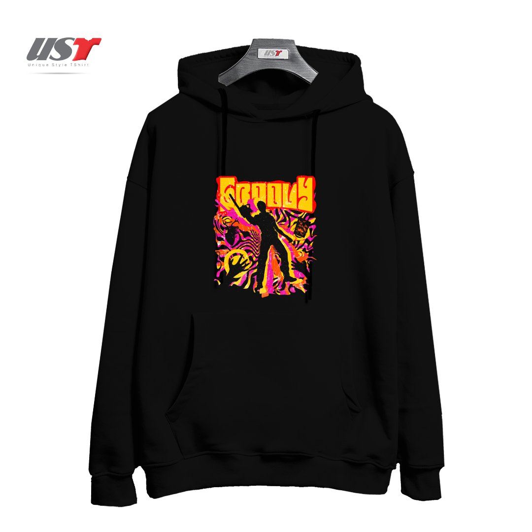 طرح STAY GROOVY - EVIL DEAD هودی اورسایزرنگ مشکی