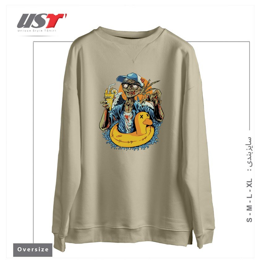 طرح SIREN HEAD POLITICAL HORROR CAMPAING سوییشرت اورسایزرنگ نخودی