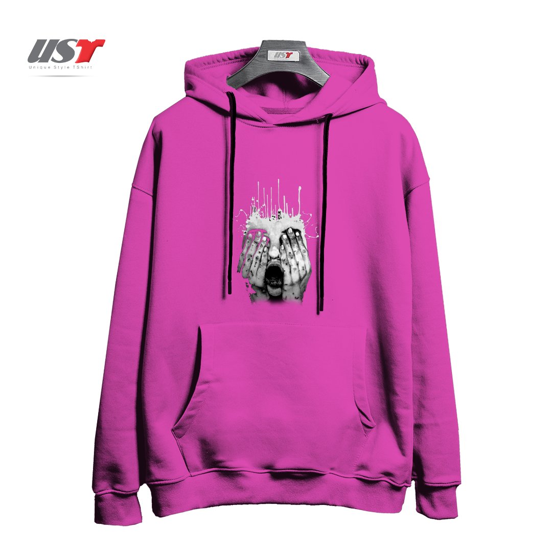 طرح TERROR هودی اورسایزرنگ صورتی