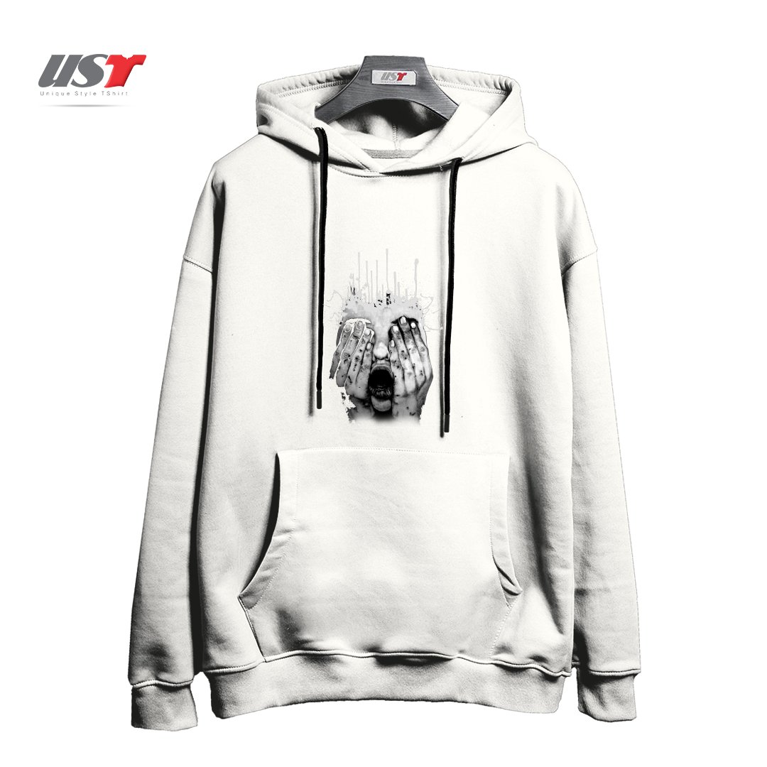 طرح TERROR هودی اورسایزرنگ سفید