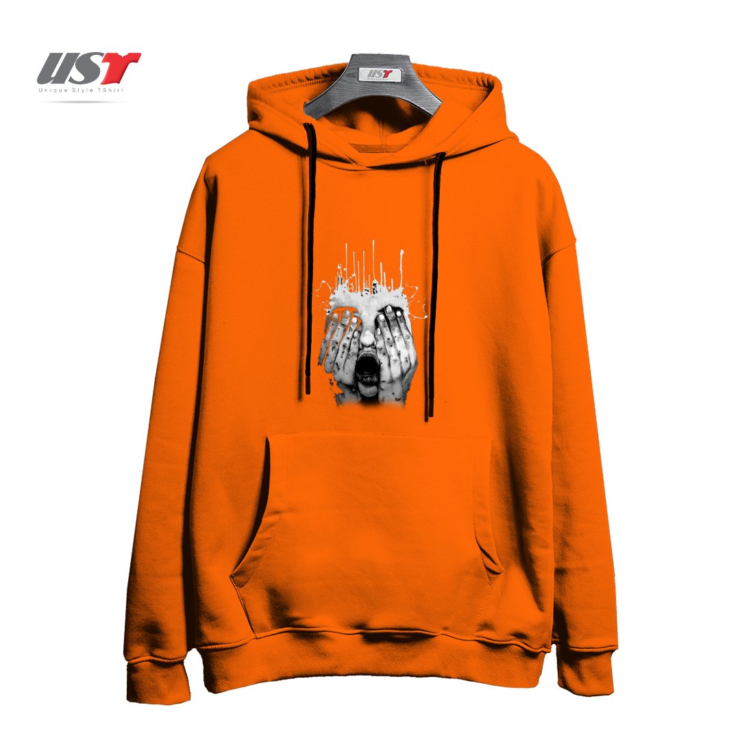 طرح TERROR هودی اورسایزرنگ نارنجی