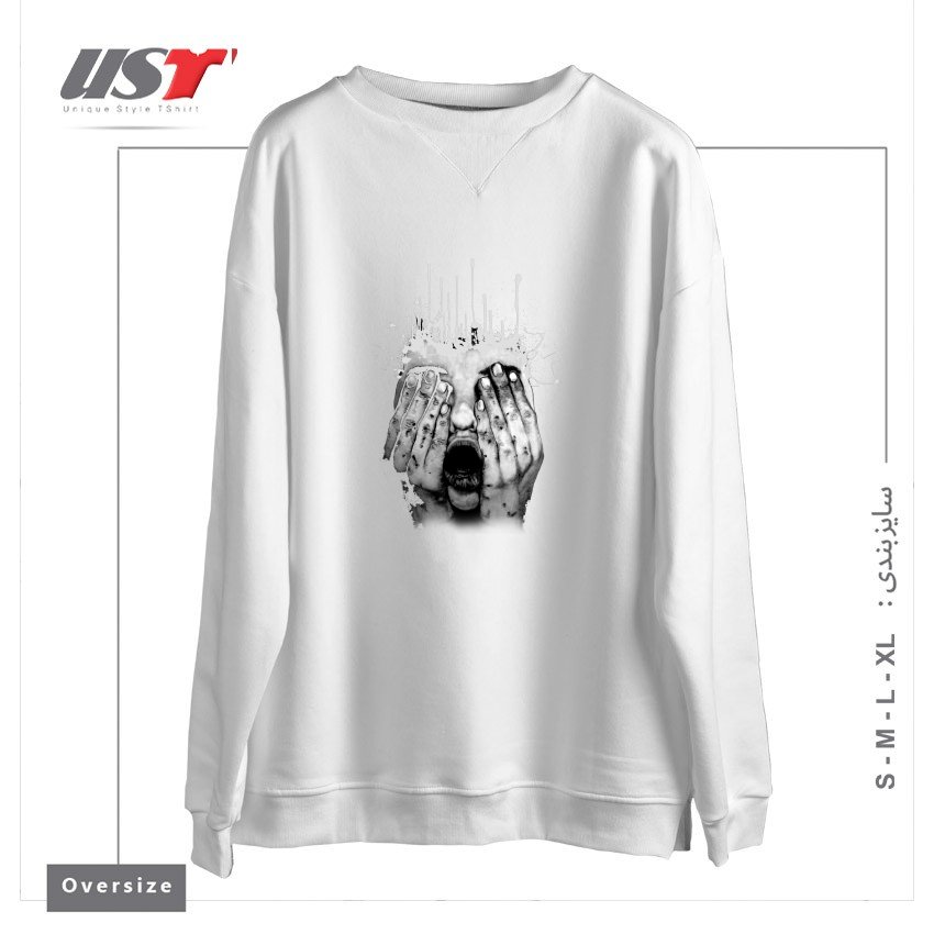 طرح TERROR سوییشرت اورسایزرنگ سفید