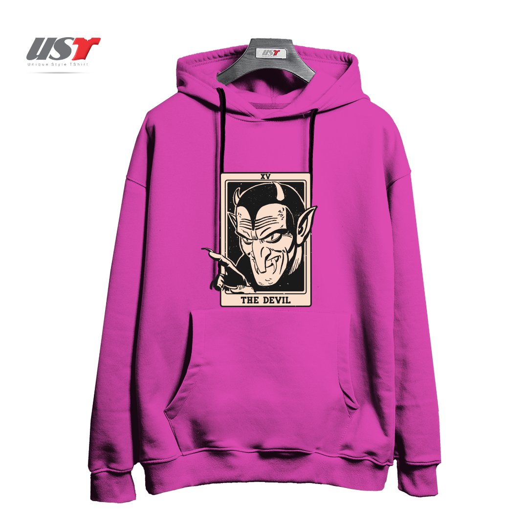 طرح THE DEVIL TAROT هودی اورسایزرنگ صورتی