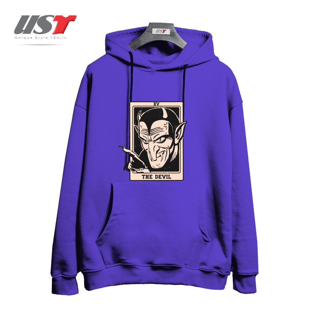 طرح THE DEVIL TAROT هودی اورسایزرنگ بنفش