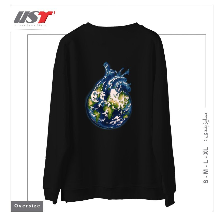 طرح (H)EARTH سوییشرت اورسایزرنگ مشکی