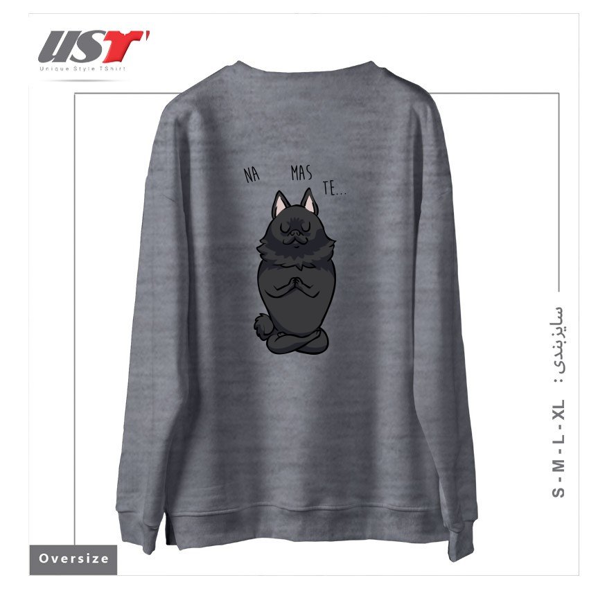 طرح NAMASTE SCHIPPERKE سوییشرت اورسایزرنگ طوسی ملانژ