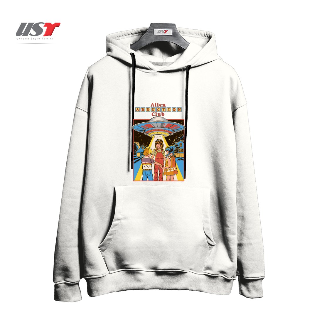 طرح ALIEN ABDUCTION CLUB (BLACK VARIANT) هودی اورسایزرنگ سفید