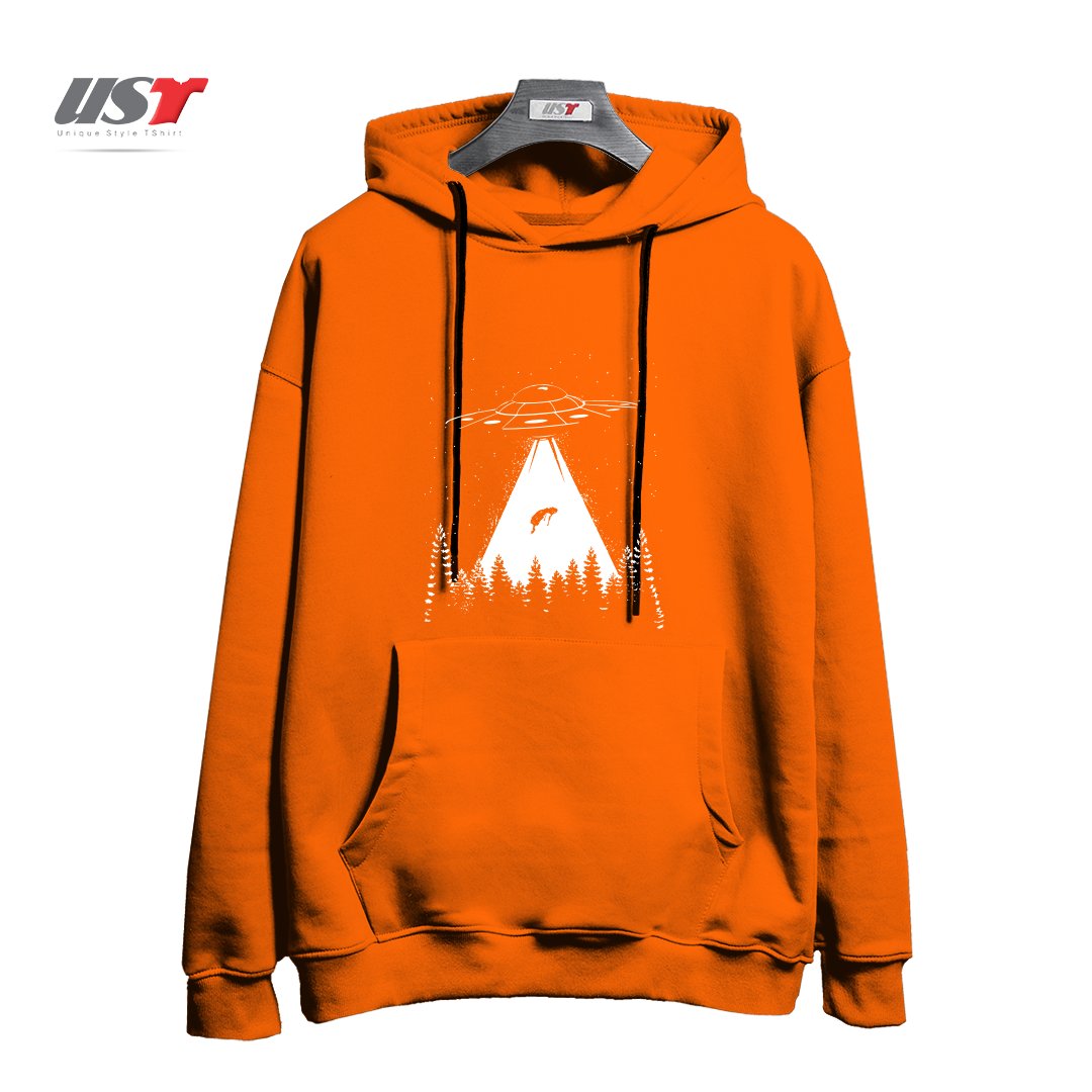 طرح ALIEN ABDUCTION هودی اورسایزرنگ نارنجی