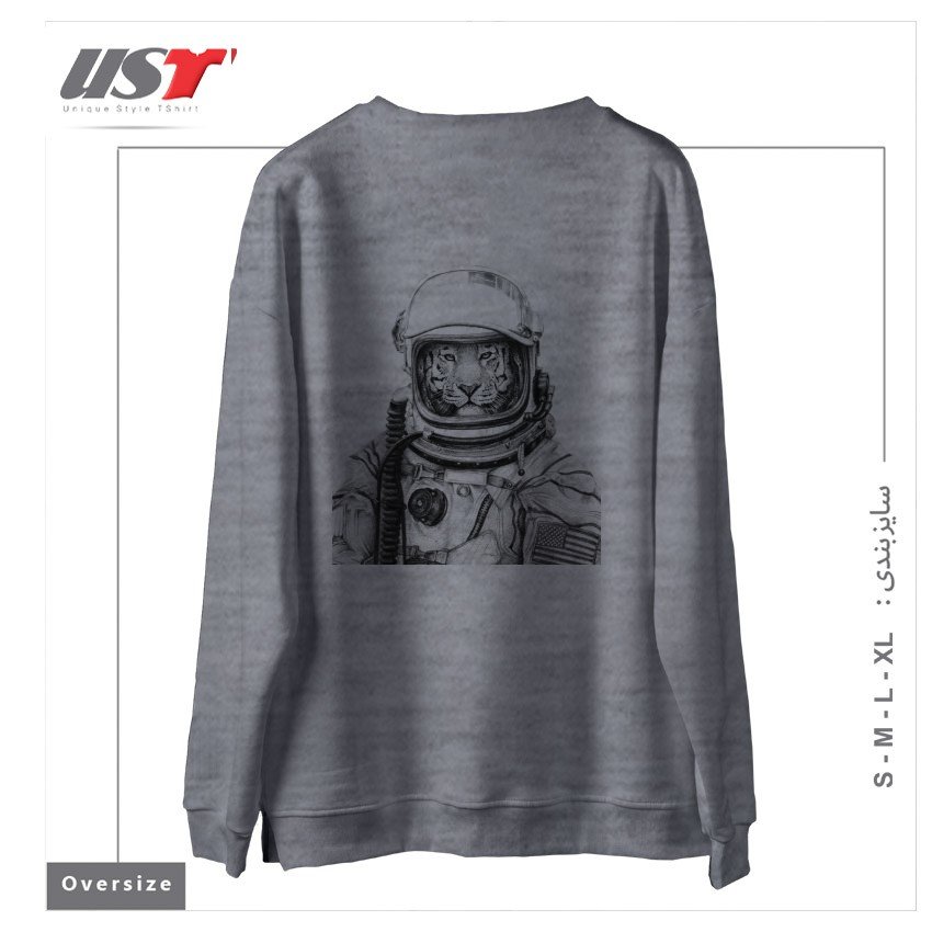 طرح APOLLO 18 سوییشرت اورسایزرنگ طوسی ملانژ