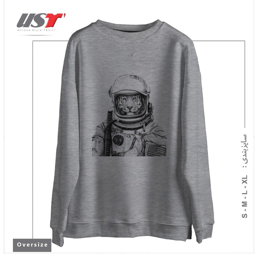 طرح APOLLO 18 سوییشرت اورسایزرنگ طوسی ملانژ