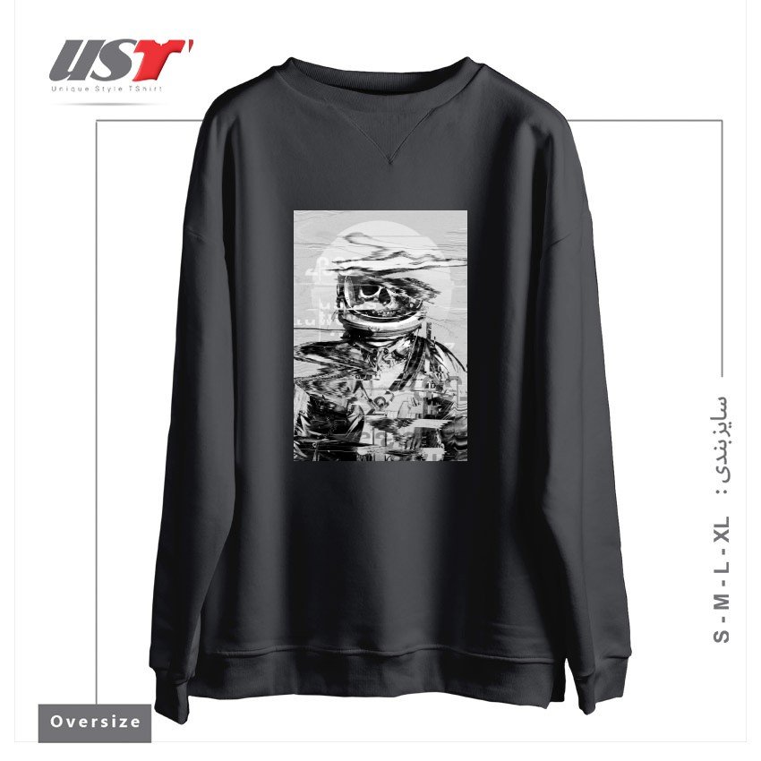 طرح ASTRO SKULL32115 سوییشرت اورسایزرنگ دودی