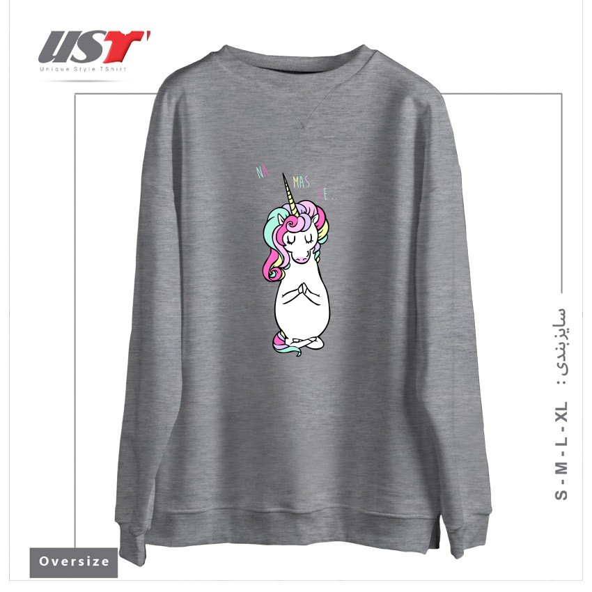 سوییشرت اورسایز طرح NAMASTE UNICORN
