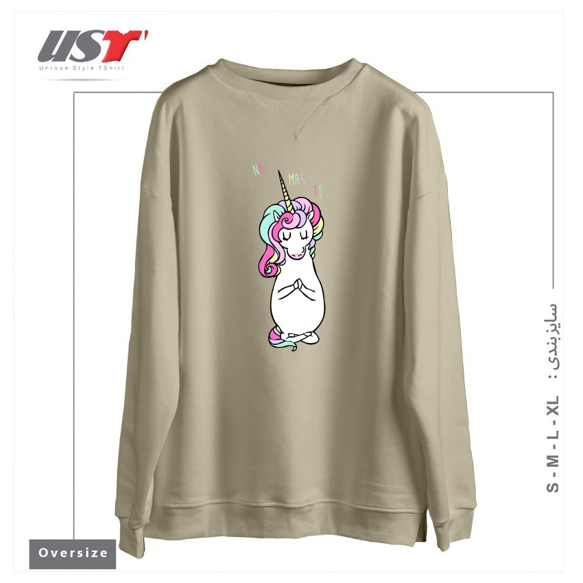 سوییشرت اورسایز طرح NAMASTE UNICORN