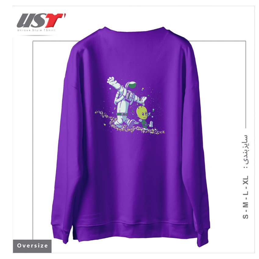 طرح CHASING STARS ALIEN AND ASTRONAUT BY TOBE FONSECA سوییشرت اورسایزرنگ بنفش