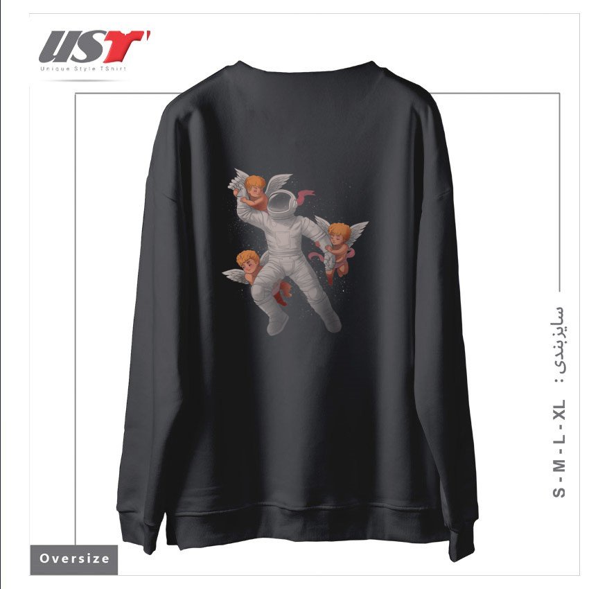 طرح CHERUBS ASTRONAUT سوییشرت اورسایزرنگ دودی
