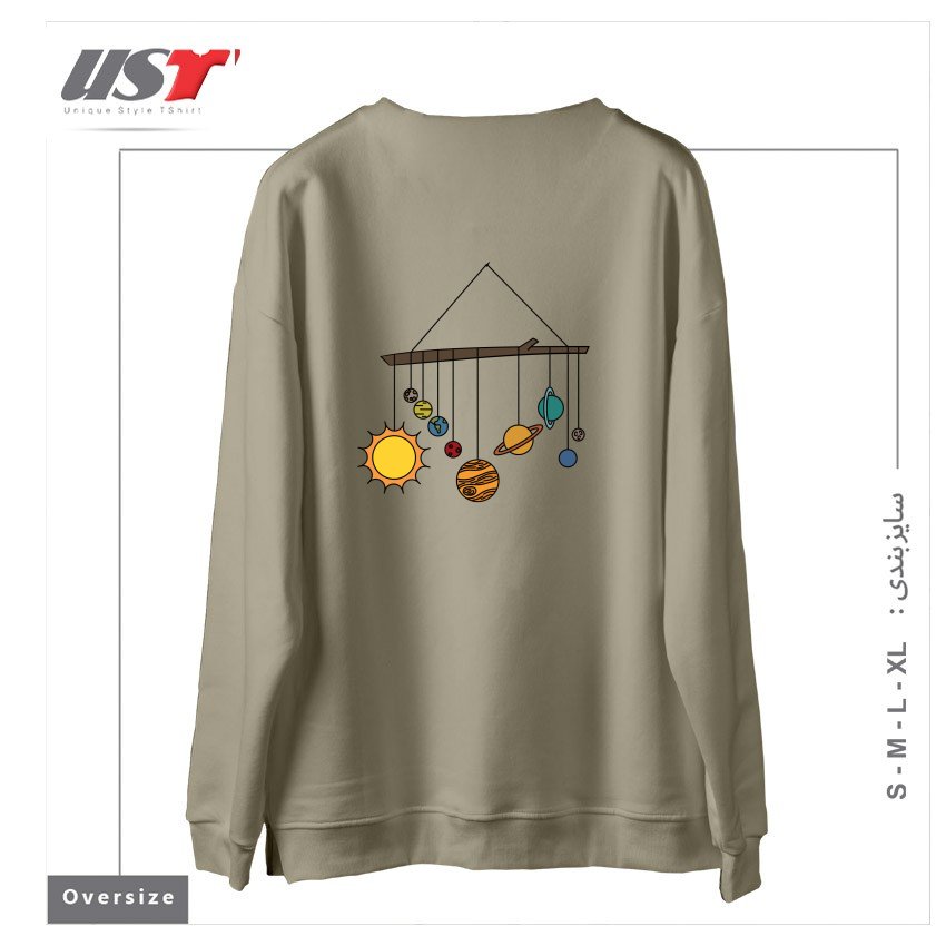 طرح CIRCA '90S SOLAR SYSTEM سوییشرت اورسایزرنگ نخودی