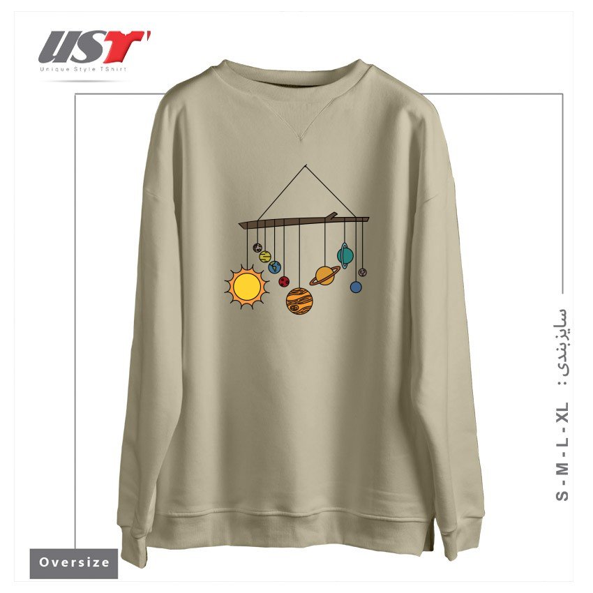 طرح CIRCA '90S SOLAR SYSTEM سوییشرت اورسایزرنگ نخودی