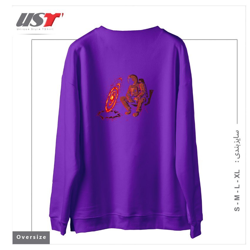 طرح COSMIC CAMPING سوییشرت اورسایزرنگ بنفش