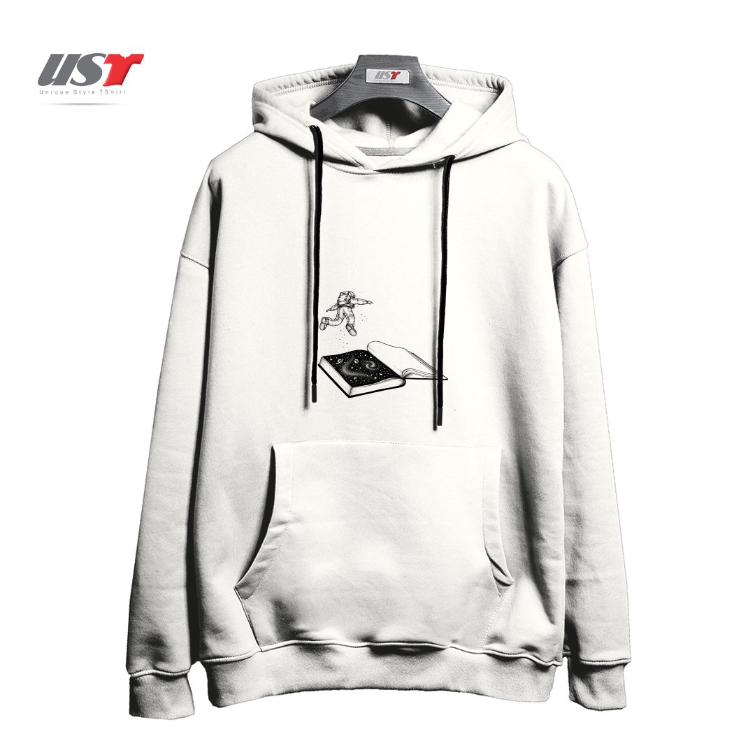 طرح DIVE IN هودی اورسایزرنگ سفید