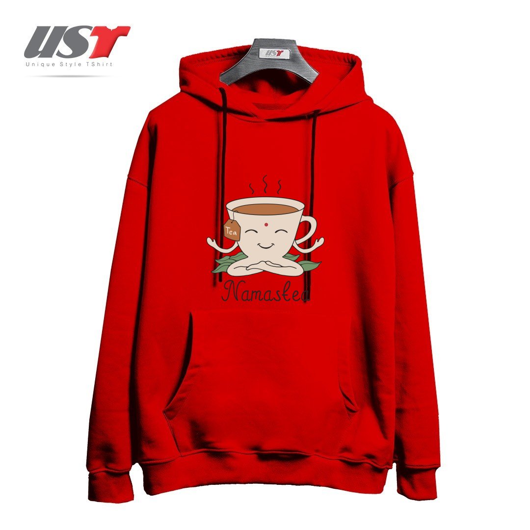 طرح NAMASTEA هودی اورسایزرنگ قرمز
