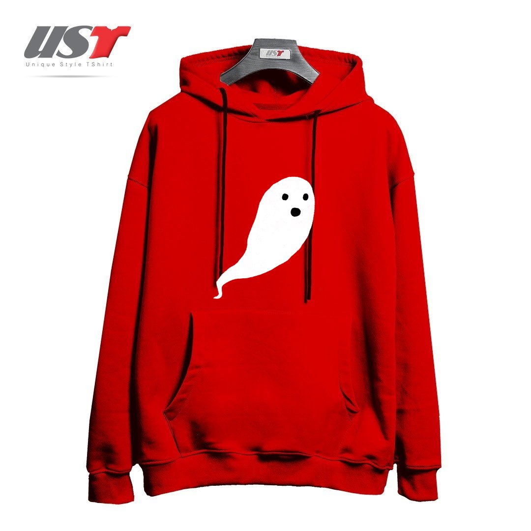 طرح GHOST PATTERN هودی اورسایزرنگ قرمز