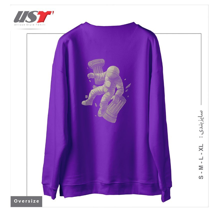طرح GREEK MARBLE ASTRONAUT سوییشرت اورسایزرنگ بنفش