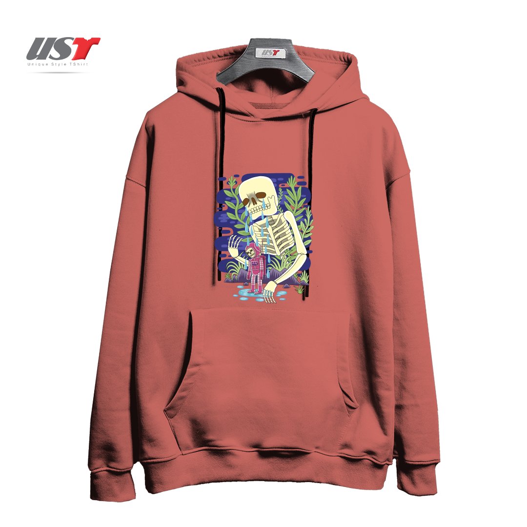 طرح HAUNTED هودی اورسایزرنگ آجری