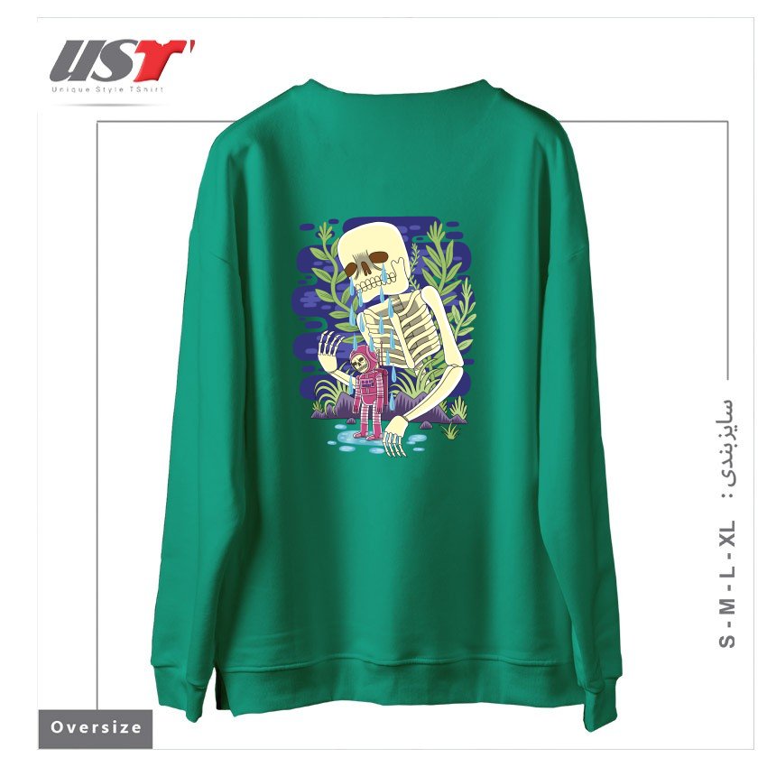 طرح HAUNTED سوییشرت اورسایزرنگ سبز سدری