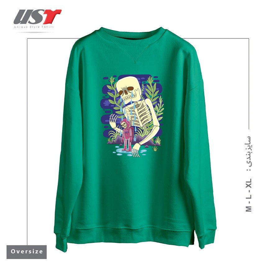 طرح HAUNTED سوییشرت اورسایزرنگ سبز سدری