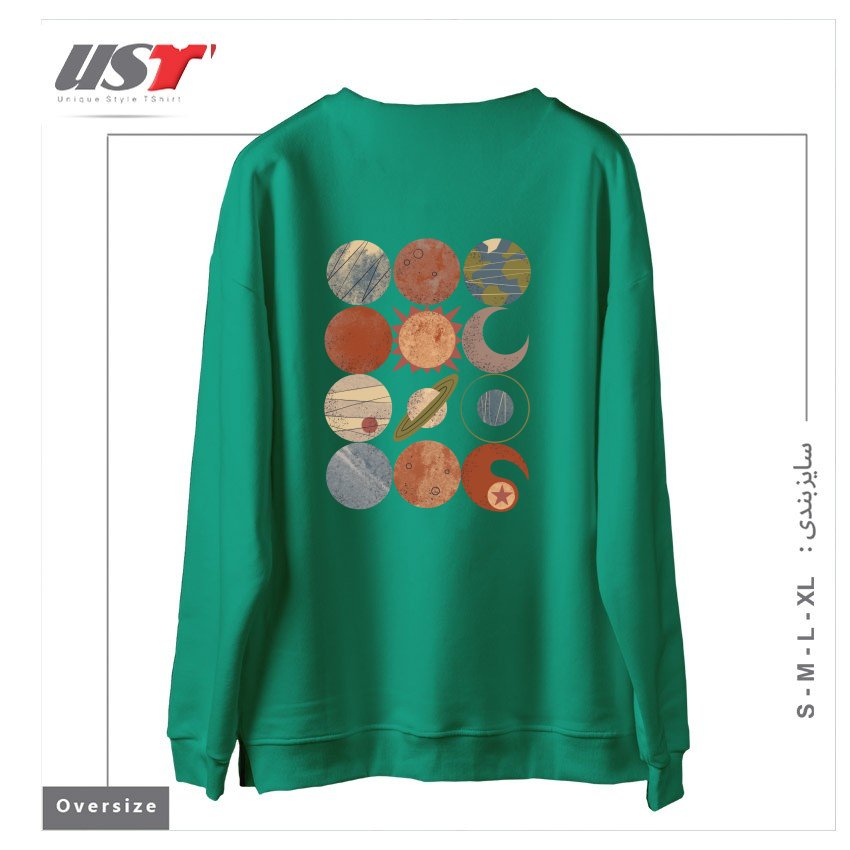 طرح HOME SYSTEM GRID سوییشرت اورسایزرنگ سبز سدری