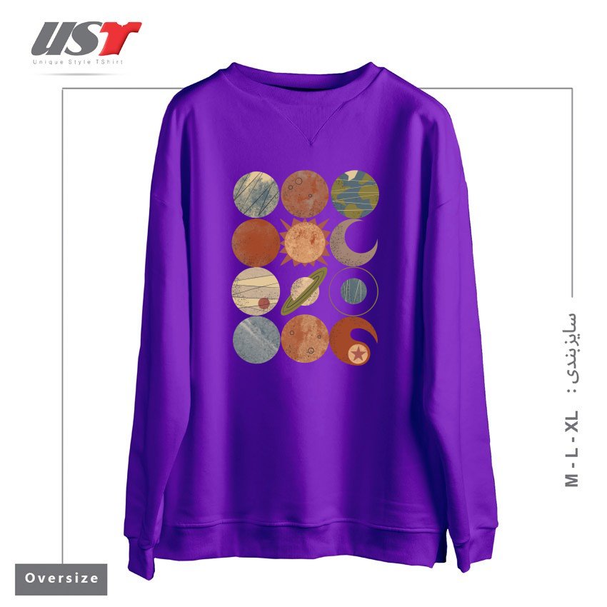 طرح HOME SYSTEM GRID سوییشرت اورسایزرنگ بنفش