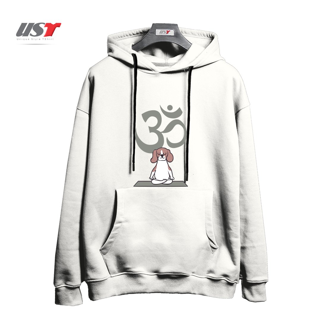 طرح OM BEAGLE هودی اورسایزرنگ سفید