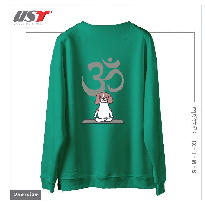 طرح OM BEAGLE سوییشرت اورسایزرنگ سبز سدری
