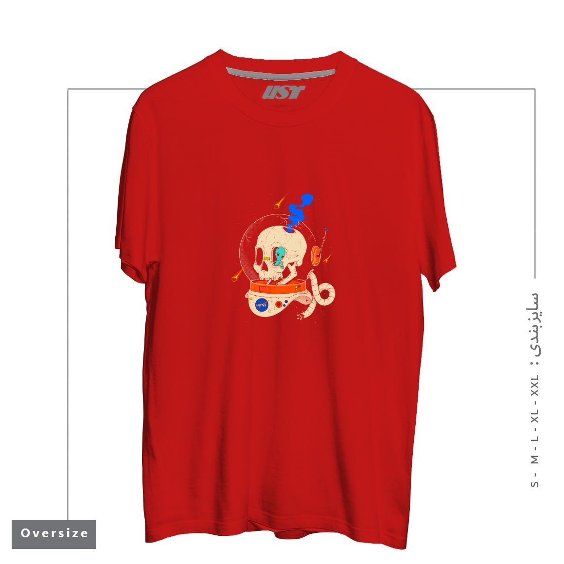 طرح VOYAGER تیشرت اورسایزرنگ قرمز