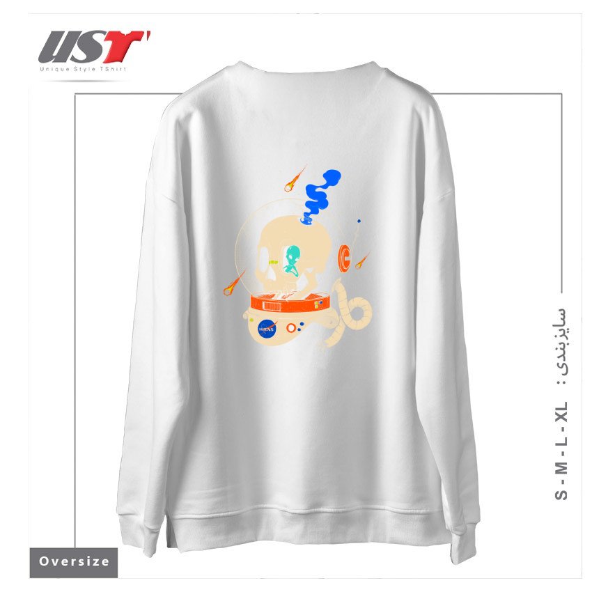 طرح VOYAGER سوییشرت اورسایزرنگ سفید