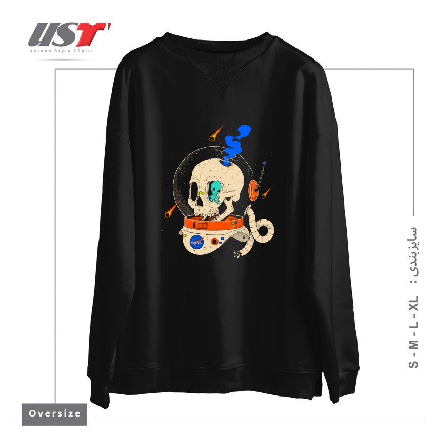 طرح VOYAGER سوییشرت اورسایزرنگ مشکی