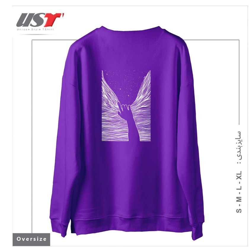 طرح THROUGH WINDOW سوییشرت اورسایزرنگ بنفش