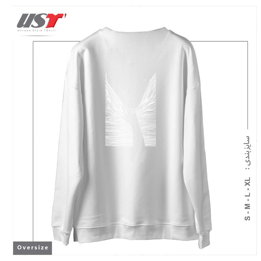 طرح THROUGH WINDOW سوییشرت اورسایزرنگ سفید