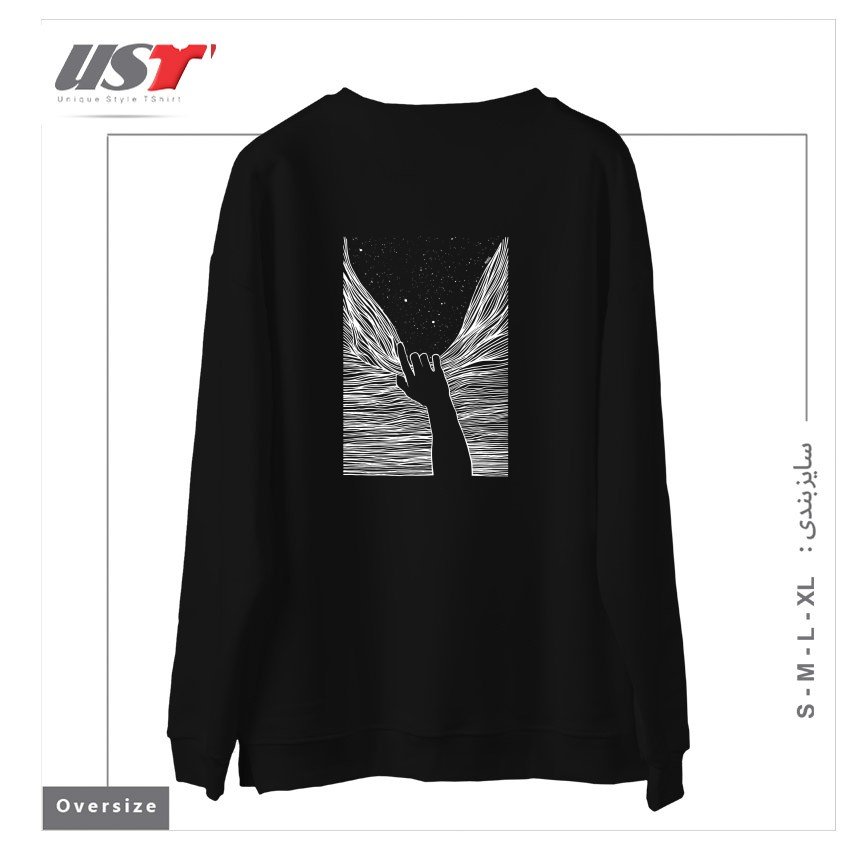 طرح THROUGH WINDOW سوییشرت اورسایزرنگ مشکی