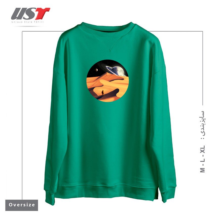 طرح THE WANDERER سوییشرت اورسایزرنگ سبز سدری