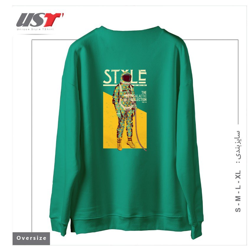 طرح THE INTERGALACTIC COLLECTION سوییشرت اورسایزرنگ سبز سدری