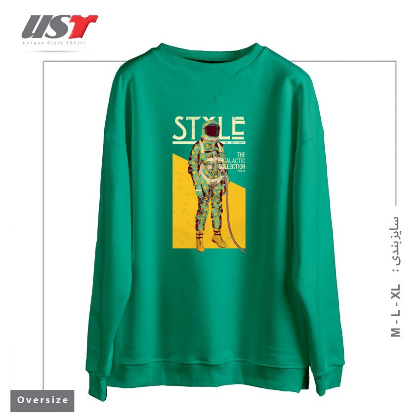 طرح THE INTERGALACTIC COLLECTION سوییشرت اورسایزرنگ سبز سدری