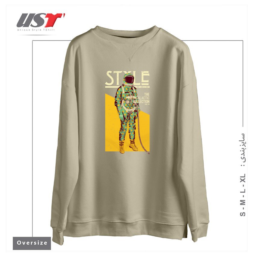 طرح THE INTERGALACTIC COLLECTION سوییشرت اورسایزرنگ نخودی