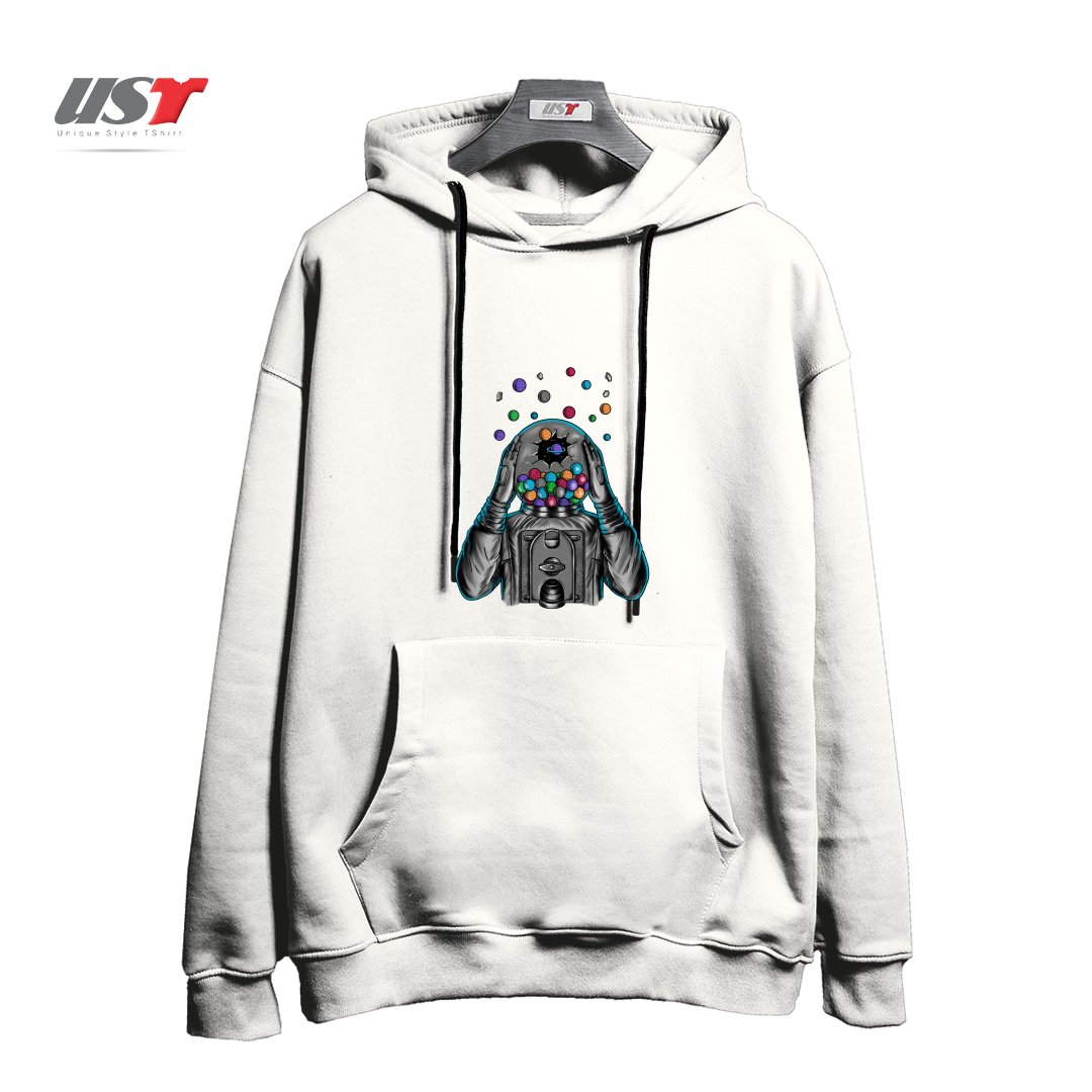 طرح SPACE1 هودی اورسایزرنگ سفید