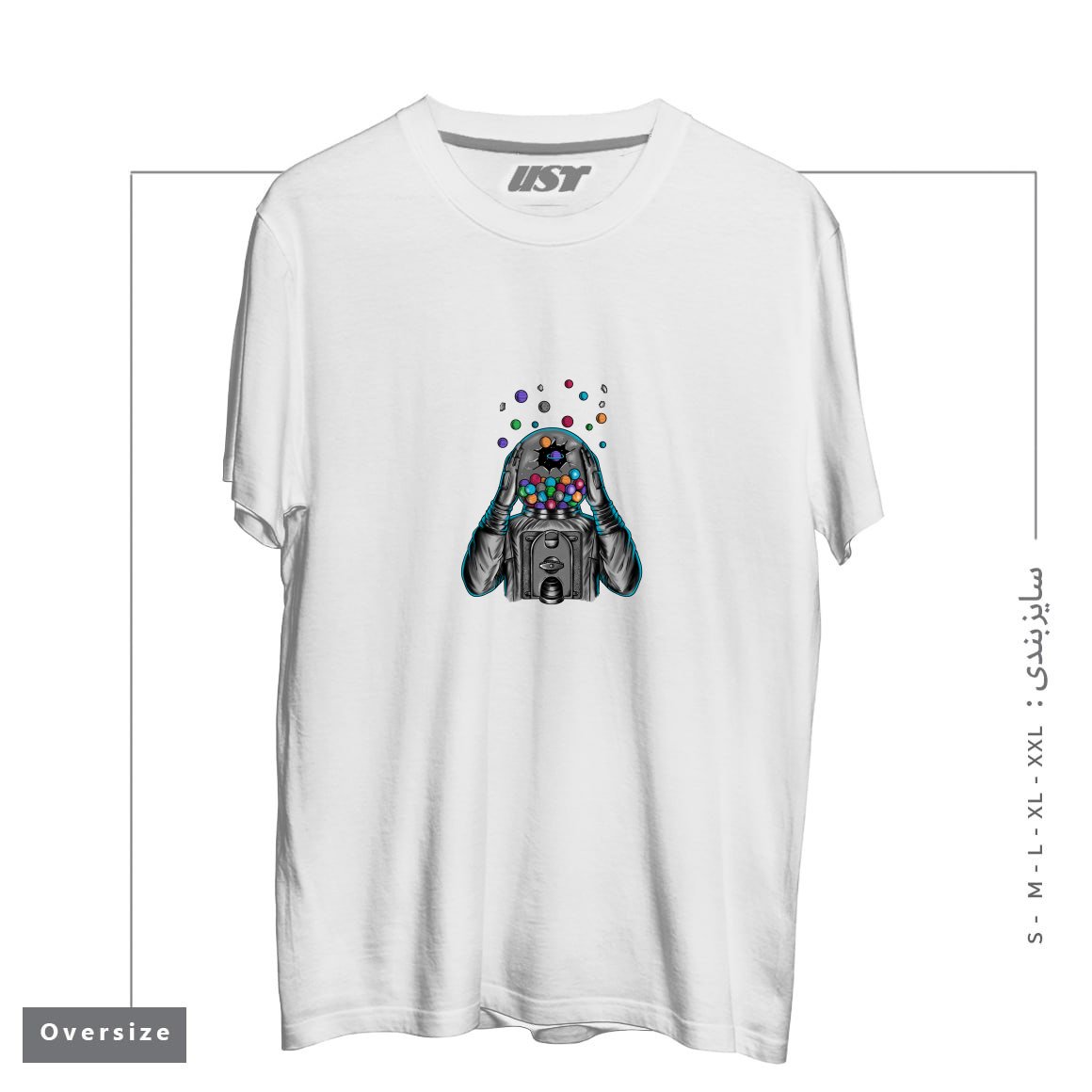 طرح SPACE1 تیشرت اورسایزرنگ سفید
