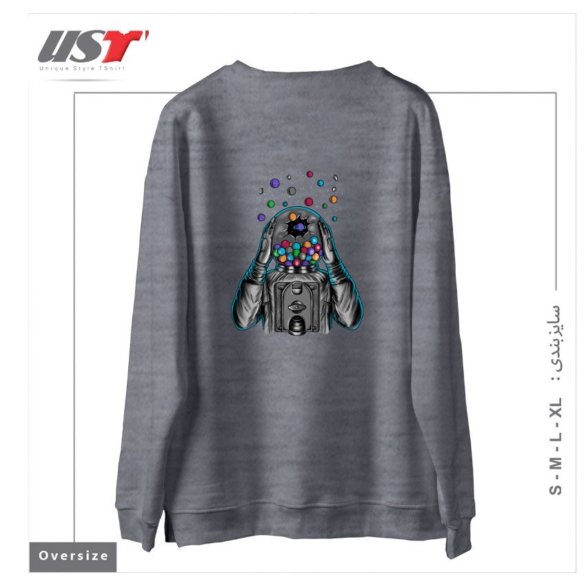 طرح SPACE1 سوییشرت اورسایزرنگ طوسی ملانژ