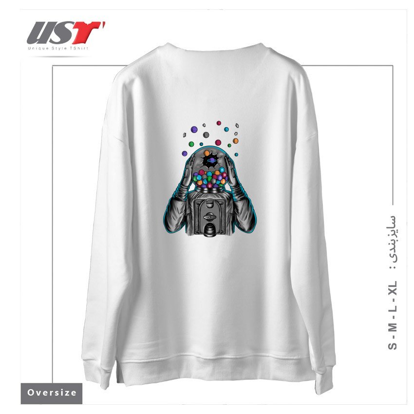 طرح SPACE1 سوییشرت اورسایزرنگ سفید