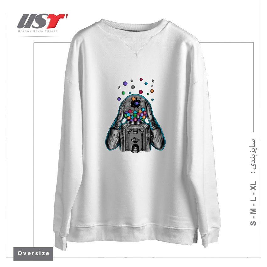 طرح SPACE1 سوییشرت اورسایزرنگ سفید